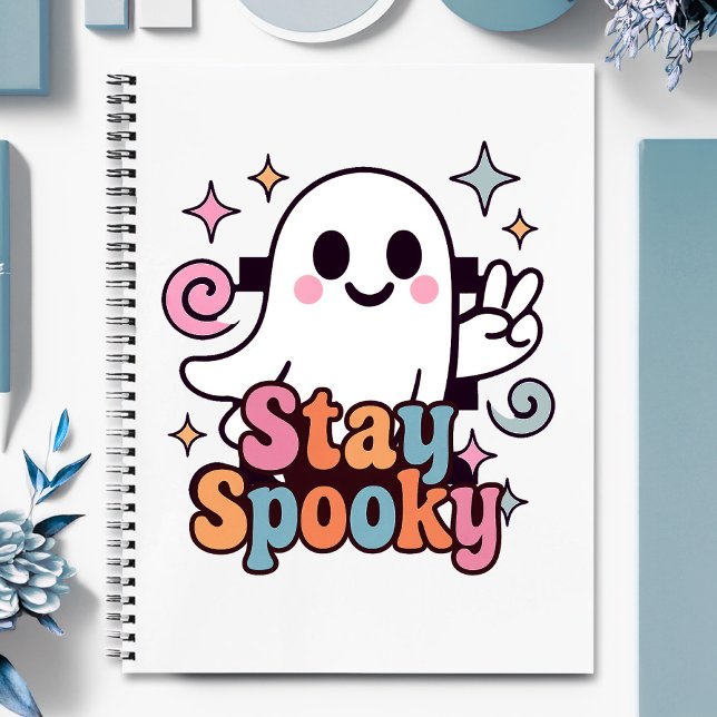 Cuaderno Stay Spooky Groovy Ghost Retro Pastel Halloween (Celebrate Halloween season in style with this groovy ghost stay spooky design.)