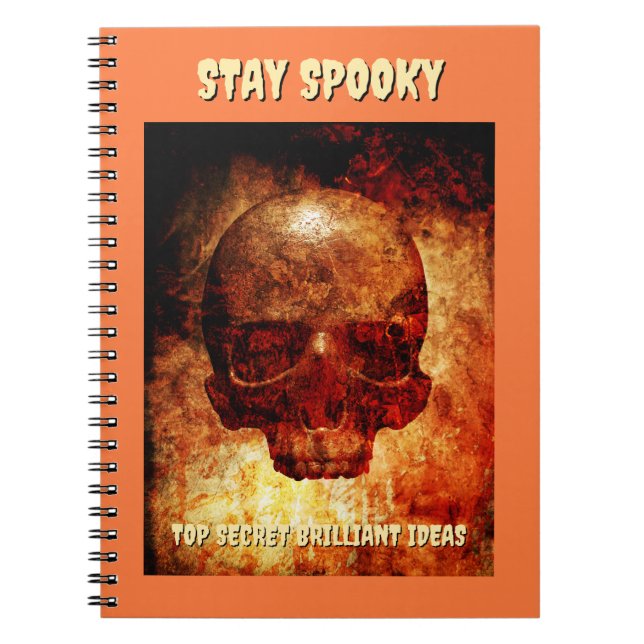 Cuaderno Stay Spooky. Top Secret Ideas. 3D human skull. (Frente)