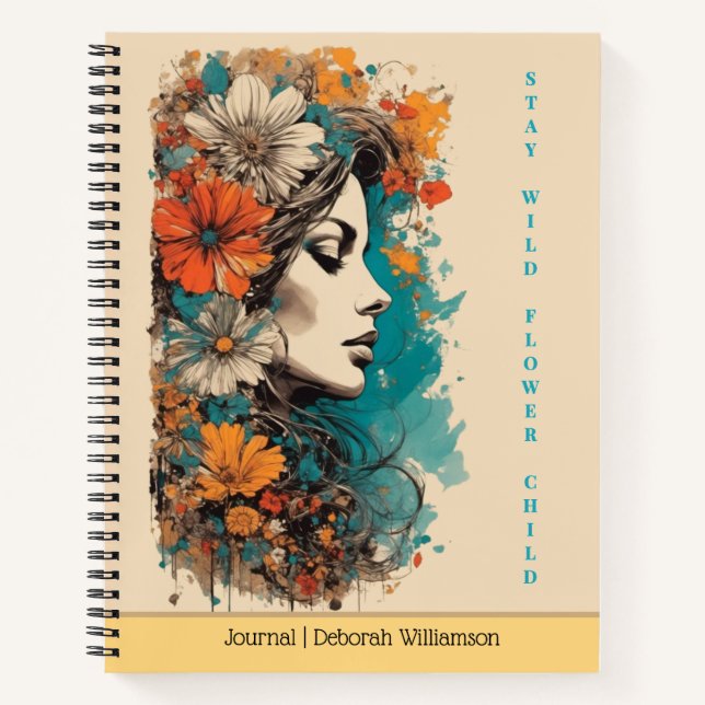 Cuaderno Stay Wild Flower Child | Boho Floral Portrait (Anverso)