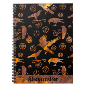 Cuaderno Steampunk Colorful Rusty Gears y corta tu nombre