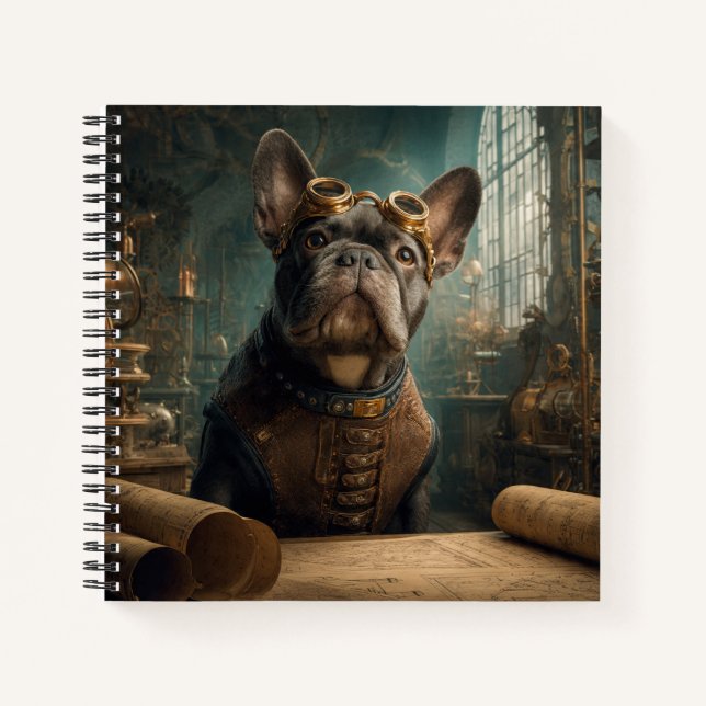 Cuaderno Steampunk Frenchie (Edición 2) - Espiral de Lujo (Anverso)