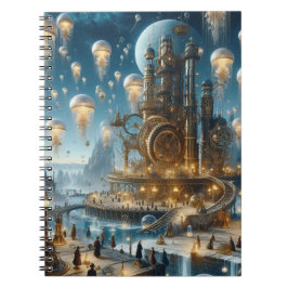 Cuaderno Steampunk Futurista ciudad antigua con medusas