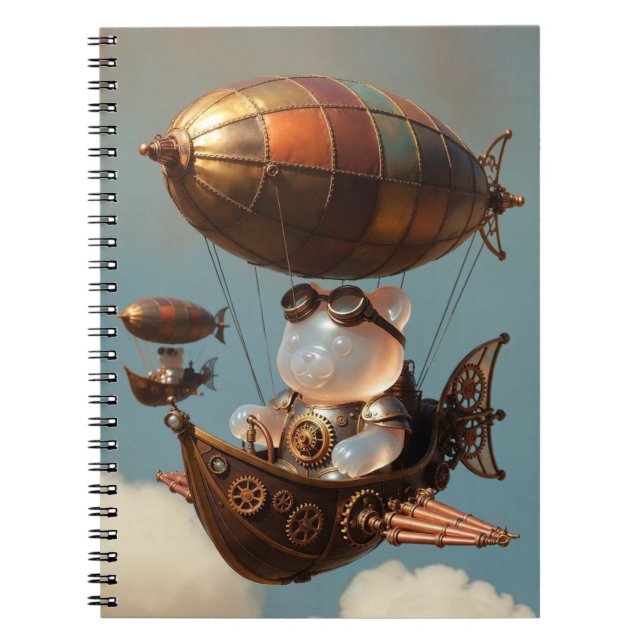 Cuaderno Steampunk Gummy Bear Pilot in Fantasy Airship (Frente)