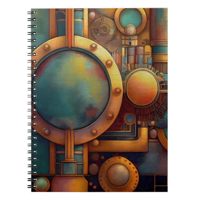 Cuaderno Steampunk Industrial Geometry Art (Frente)