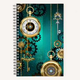 Cuaderno Steampunk Jewelry Watch sobre un fondo verde