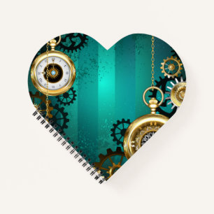 Cuaderno Steampunk Jewelry Watch sobre un fondo verde