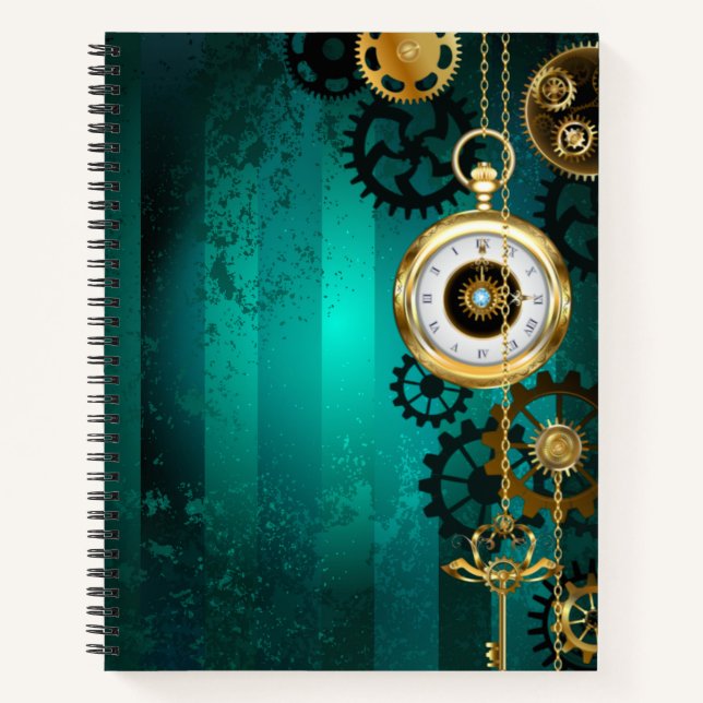 Cuaderno Steampunk Jewelry Watch sobre un fondo verde (Anverso)