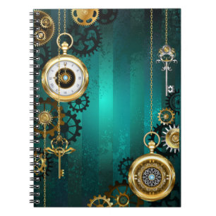 Cuaderno Steampunk Jewelry Watch sobre un fondo verde