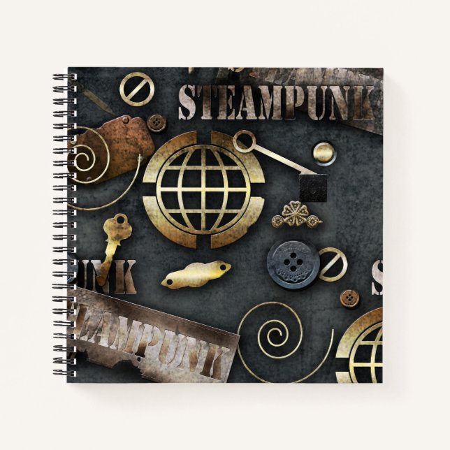 Cuaderno Steampunk, scrapbooking (Anverso)