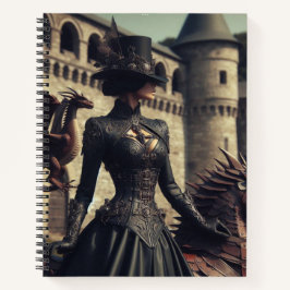 Cuaderno Steampunk Victorian Industrial Lady Dragon Rider