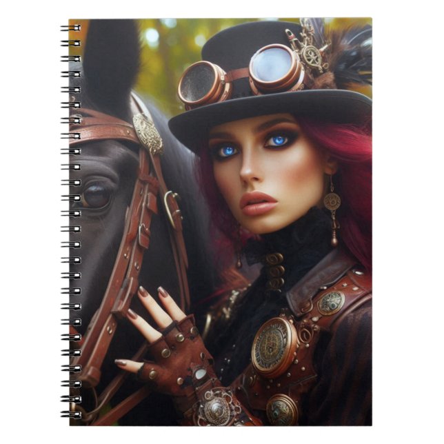 Cuaderno Steampunk Victorian Lady Dark Rider (Frente)