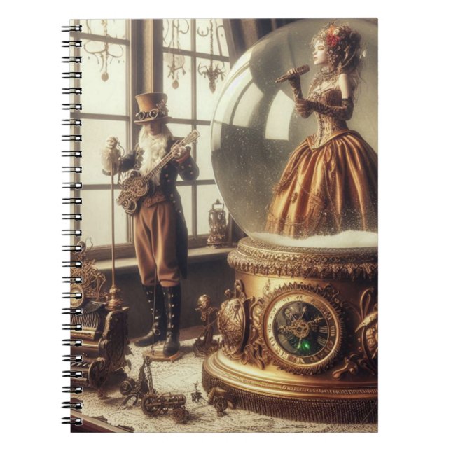 Cuaderno Steampunk Victorian Music Snow Globe (Frente)