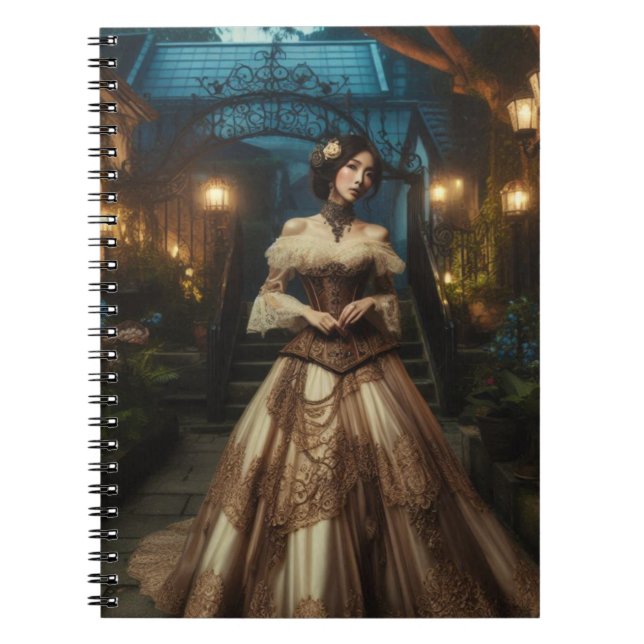 Cuaderno Steampunk Vintage Victorian Moonlight Lady (Frente)