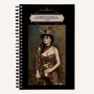 Cuaderno Steampunk Woman Goethe God cita Black Journal