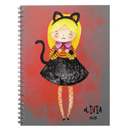 Cuaderno Stellalunarts Chica lindo gato Halloween