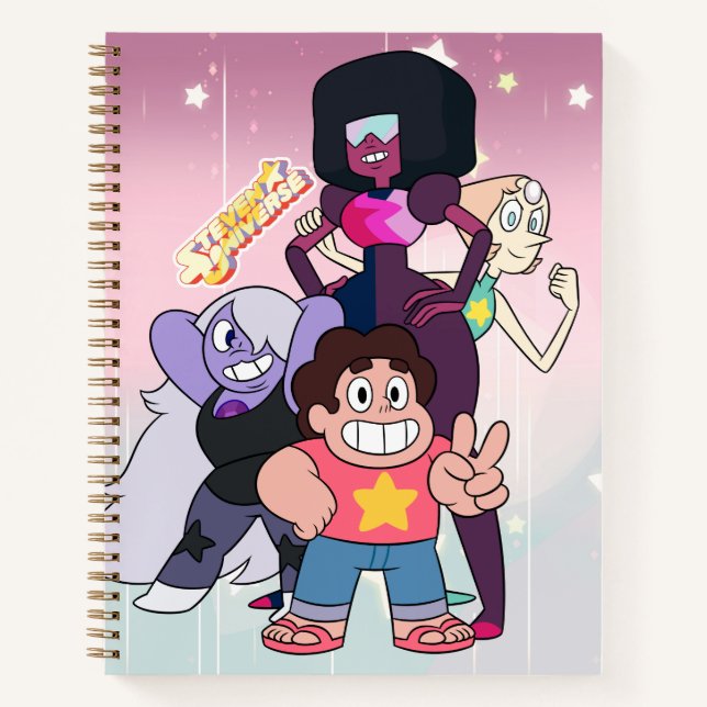 Cuaderno Steven Universe | Pose del grupo de gemas de crist (Anverso)