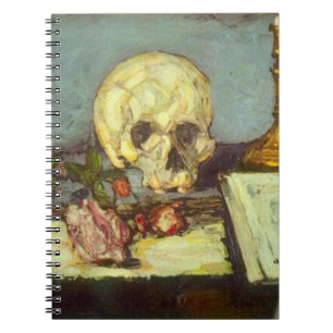 Cuaderno Still Life w Skull, Candle, Book By Paul Cezanne