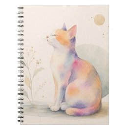 Cuaderno Stille Katze im Mondlicht – Aquarell Katzen Notizb