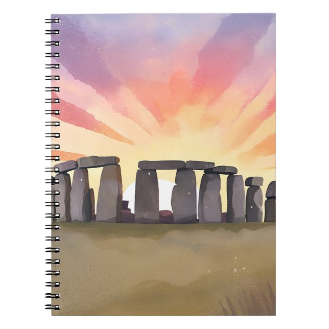 Cuaderno Stonehenge | Wiltshire Inglaterra Acuarela Históri (Frente)