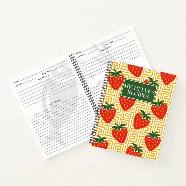 Cuaderno Strawberry Greek Key Recipe (Interior)