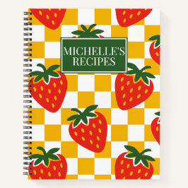 Cuaderno Strawberry Rustic Farmhouse Country Check Recipe