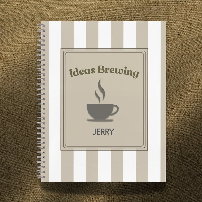 Cuaderno Striped Khaki & White "Ideas Brewing" (Subido por el creador)
