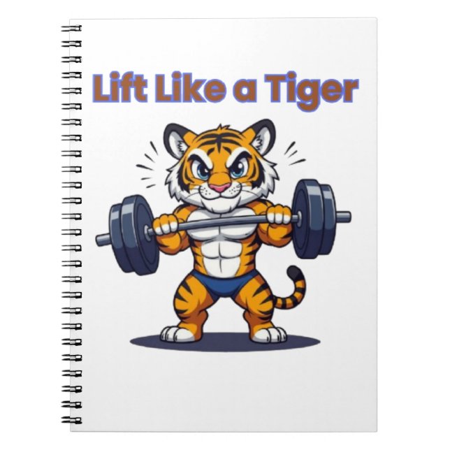 Cuaderno **Strong Tiger – Cute Tiger Lifting Weights Illust (Frente)