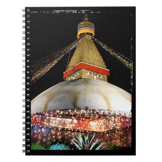 Cuaderno Stupa Boudhanath, Katmandú de noche - Nepal (Frente)