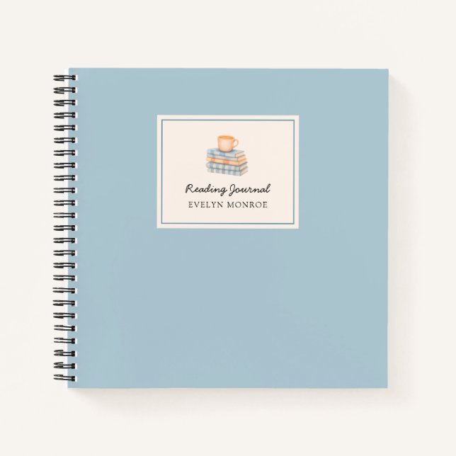 Cuaderno Stylish Blue Watercolor Bookstack Custom  (Anverso)