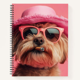 Cuaderno Stylish Dog in Pink Hat and Sunglasses Notebook
