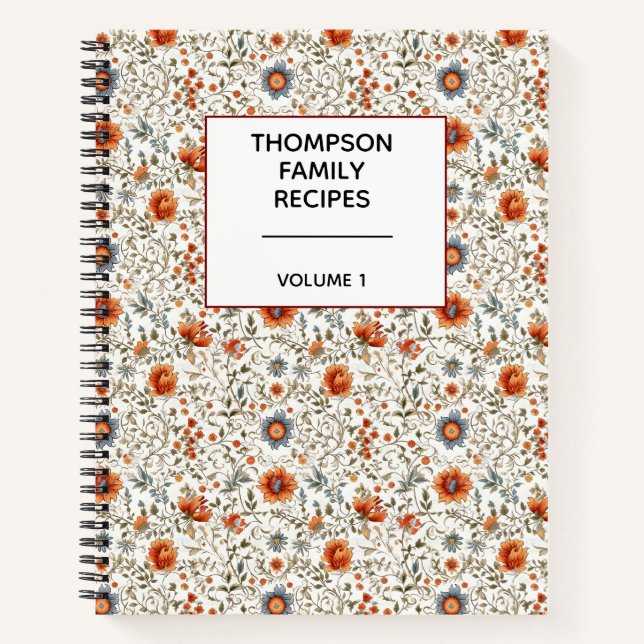 Cuaderno Stylish Floral Neutrals Personalized Recipe  (Anverso)