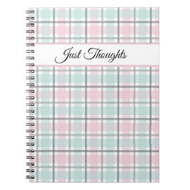 Cuaderno Stylish plaid with pastel gray, pink and blue