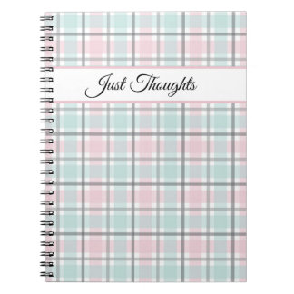Cuaderno Stylish plaid with pastel gray, pink and blue 