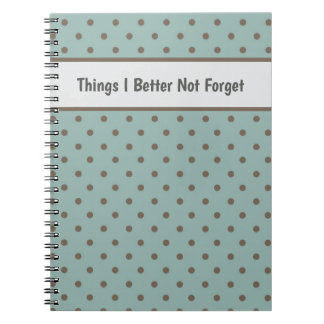 Cuaderno Stylish, Teal Background With Brown Polka Dot