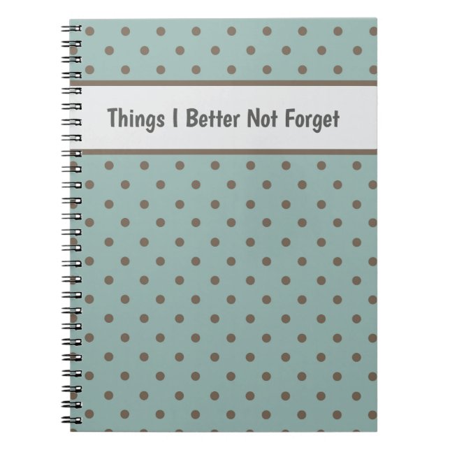 Cuaderno Stylish, Teal Background With Brown Polka Dot (Frente)
