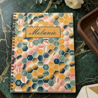 Cuaderno Stylish Vintage Geometric Hexagons Personalized