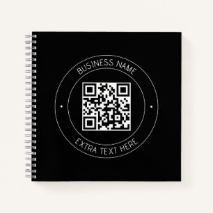 Cuaderno Su código QR y texto editable   Negro y blanco