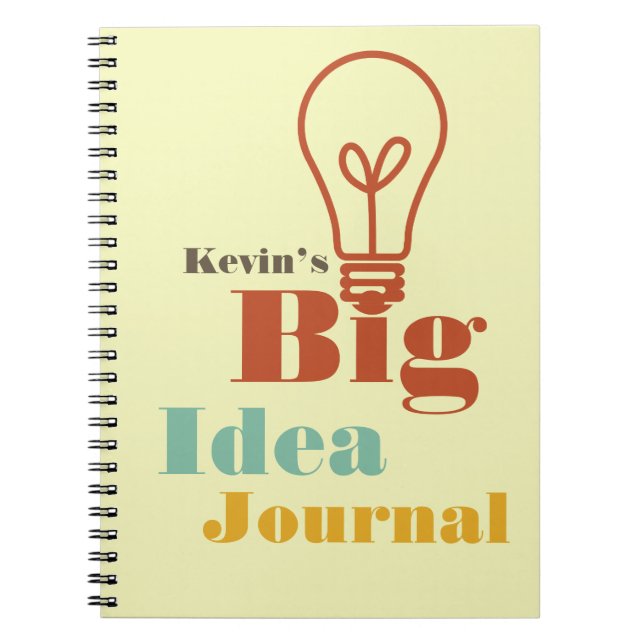 Cuaderno Su ecru moderno de la bombilla del diario grande (Frente)