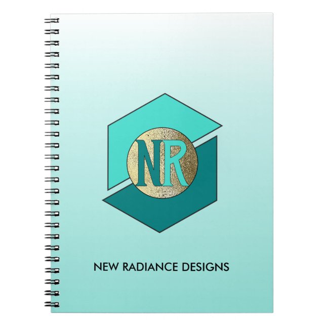 Cuaderno Su empresa Logotipo Aqua Gradient Business (Frente)