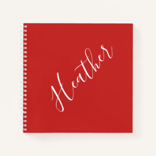 Cuaderno Su escritura blanca personalizada en rojo