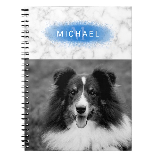 Cuaderno Su foto personalizada y textura de mármol falso co (Frente)