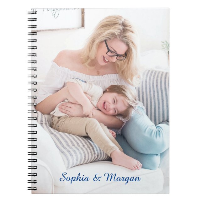 Cuaderno Su foto y nombre(s) en guión azul (Frente)