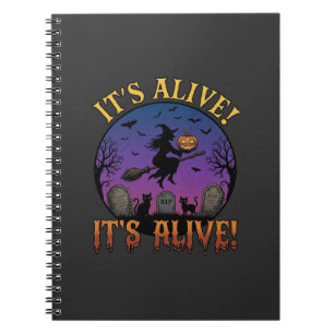 Cuaderno Su Halloween Bruja Calabaza Gato Negro Lápida Está