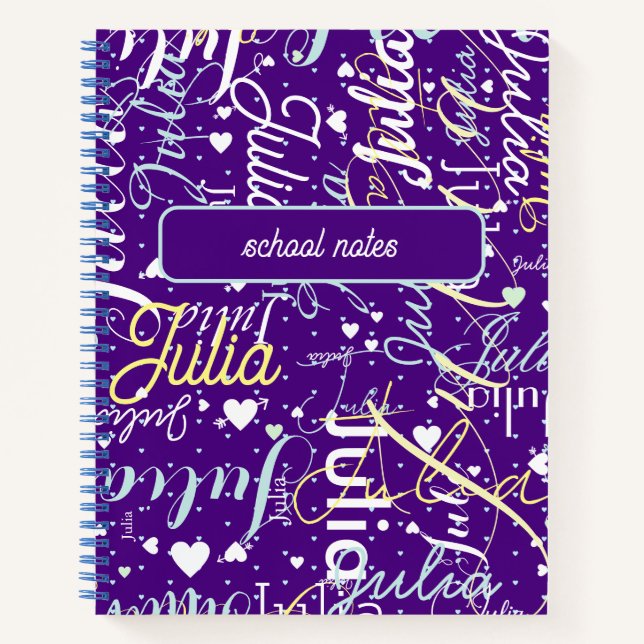 Cuaderno Su hermoso nombre personalizado púrpura (Anverso)