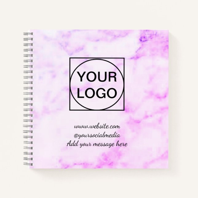 Cuaderno Su logo aquí blanco simple minimal MÁRMOL ROSA No (Anverso)