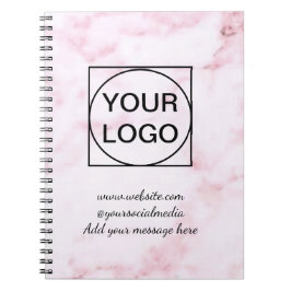 Cuaderno Su logo aquí blanco simple minimal MÁRMOL ROSA No