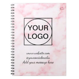 Cuaderno Su logo aquí blanco simple minimal MÁRMOL ROSA No