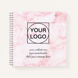 Cuaderno Su logo aquí mármol rosa simple minimal blanco