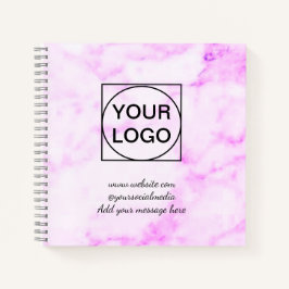 Cuaderno Su logo aquí mármol ROSA simple minimal blanco