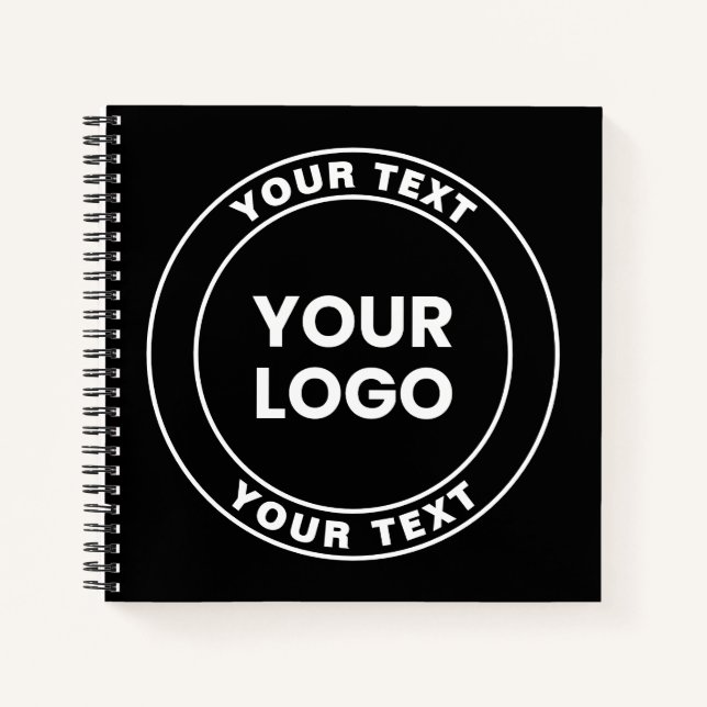 Cuaderno Su logotipo cargado + texto circular en negrita (Anverso)